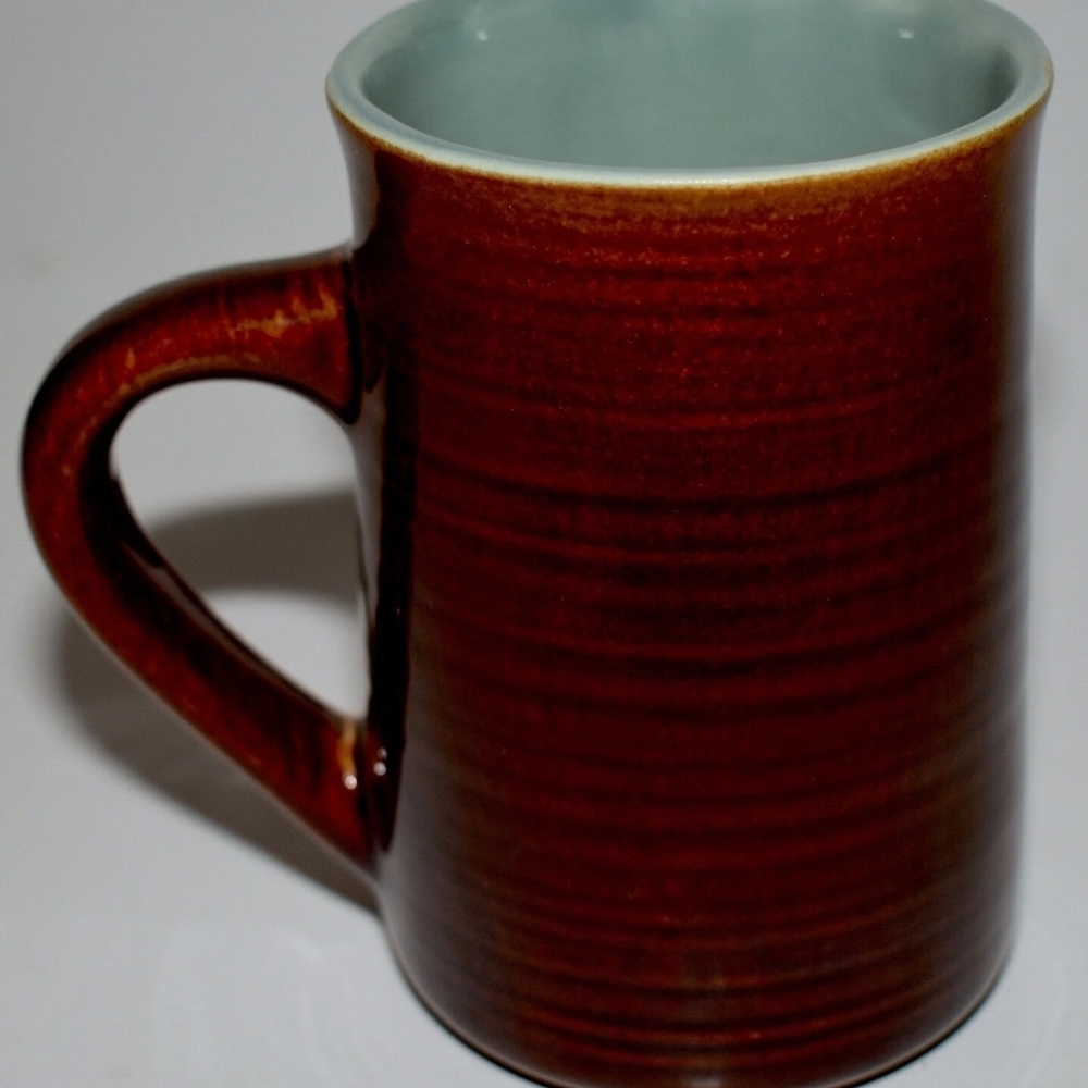 5 VTG Red Wing Coffee Mug Brown Glaze with Aqua Inside Glaze 1950s 5" Beautiful